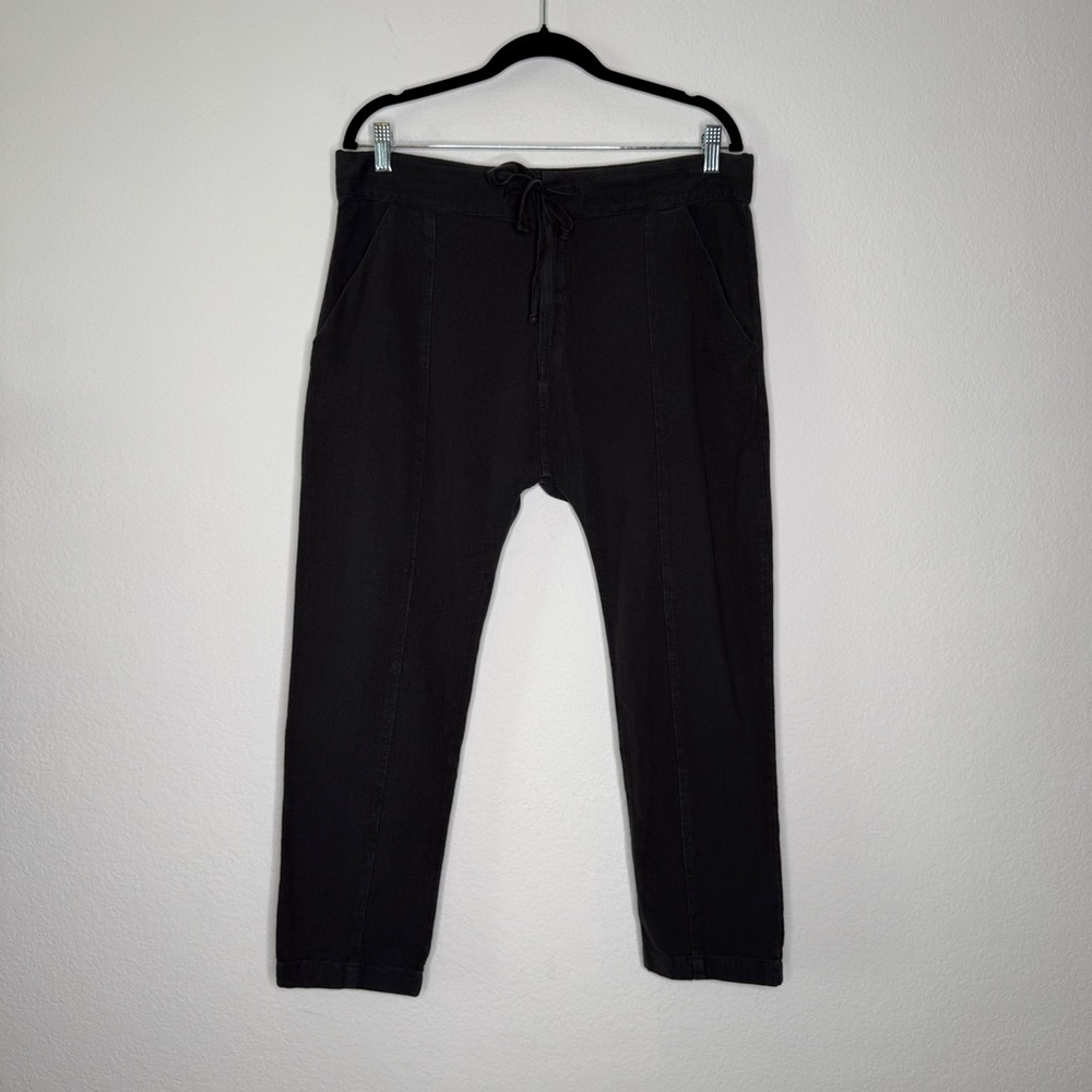 Frame Denim Pants Distressed Cotton Charcoal Tie Waist Pockets Size M